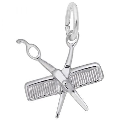 photo number one of Sterling silver comb & scissors charm item 001-710-03779