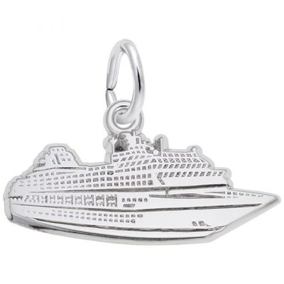 photo number one of Sterling silver flat cruise ship charm item 001-710-03801