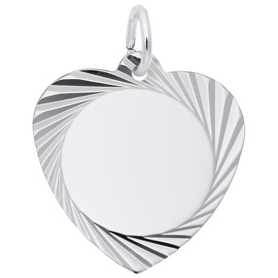photo number one of Sterling silver engravable Heart Disc with edge item 001-710-03804