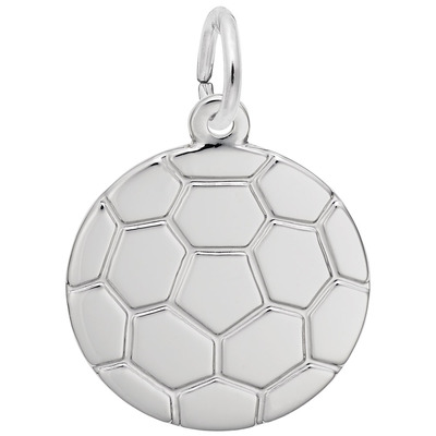photo number one of Sterling silver soccerball charm (engravable) item 001-710-03825