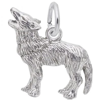 photo number one of Sterling silver wolf charm item 001-710-03827