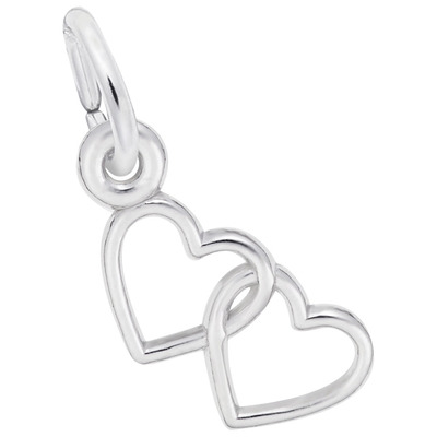 photo number one of Sterling silver double heart charm item 001-710-03941