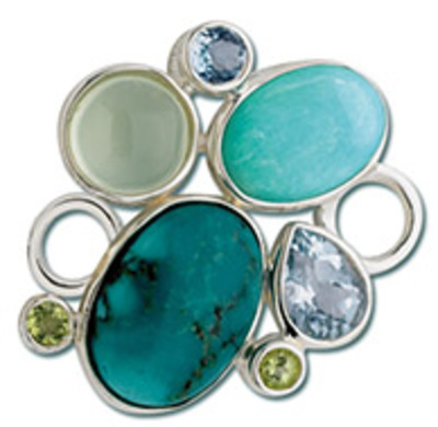 photo number one of Sterling silver rock garden turquoise convertible clasp item 001-711-00008