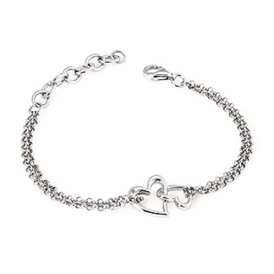photo number one of Sterling Silver double heart bracelet with diamond accent item 001-725-00712