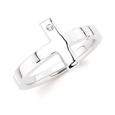 photo number one of Sterling silver sideways cross ring item 001-736-00081