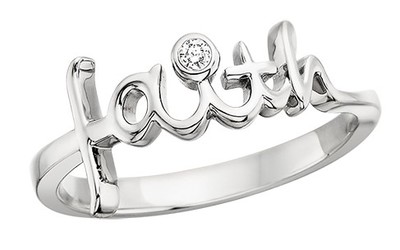 photo number one of Sterling silver Faith ring with diamond accent item 001-736-00082