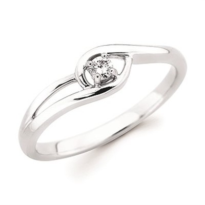 photo number one of 10 karat white gold .05 carat diamond ring item 001-736-00085