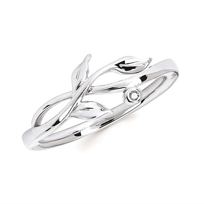 photo number one of Sterling silver vine ring with diamond accent item 001-736-00087