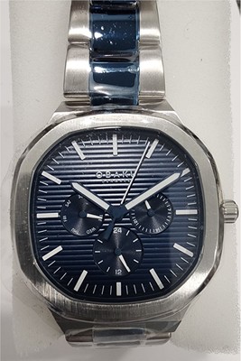 photo number one of Gents Obaku blue dial and blue accent band multi function watch item 001-815-00305