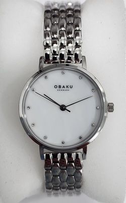 photo number one of Ladies whit dial and band Obaku watch item 001-820-00381