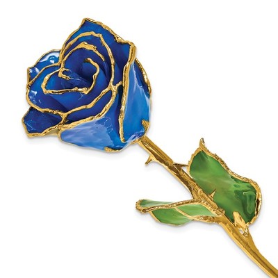 photo number one of Lacquer dipped gold trim blue rose item 001-905-01374