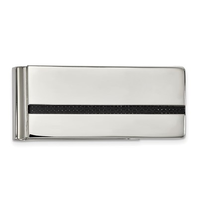 photo number one of Stainless steel and carbon fiber inlay money clip item 001-920-00606