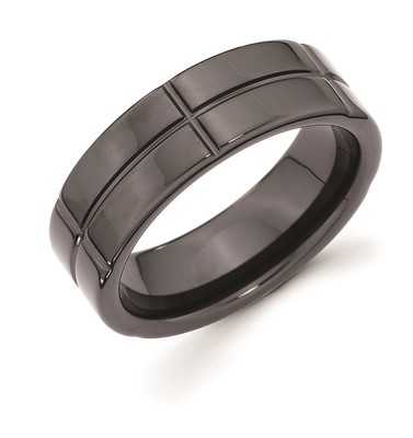 photo number one of 7mm Ceramic Band With Cross Channel Accent item OAUF908
