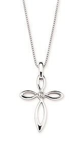 photo of Sterling Silver Diva Diamonds cross pendant with box chain item 001-109-00190