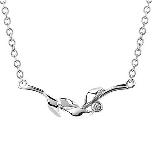 photo of Sterling silver vine necklace with diamond accent and adjustable chain item 001-109-00282