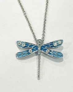 photo of Sterling silver enamel dragonfly pendant with chain item 001-109-00321