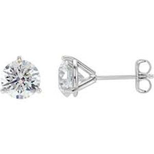 photo of Martini style 14 karat white gold diamond stud earrings 1/4 carat total weight with I1 clarity and H/I color item 001-115-00697