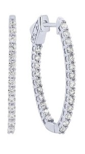 photo of 14 karat white gold inside/outside diamond hoop earrings 1.5 carat total diamond weight item 001-115-00716