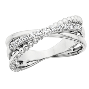 photo of 10 karat white gold beaded diamond ring 0.10 carat total diamond weight item 001-120-00322