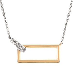 photo of 18'' 14 karat white gold chain with yellow bar necklace and diamond accents item 001-130-00693