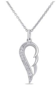 photo of Sterling silver 18'' chain with wing pendant (1/10 diamond weight) item 001-130-00731