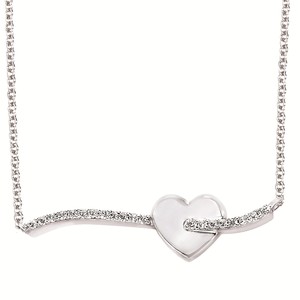photo of Sterling silver 18'' adjustable chain with diamond bar heart pendant .08 total weight item 001-130-00783