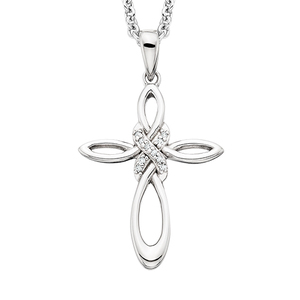photo of 18'' chain with sterling silver infinity diamond cross pendant item 001-130-00790