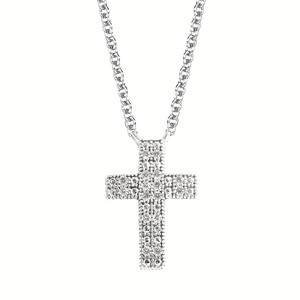 photo of Sterling silver adjustable 18'' chain with .05 total weight diamond cross pendant item 001-130-00793