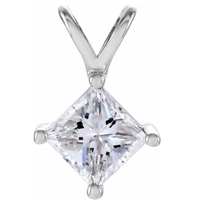 photo of 14 karat white gold princess cut pendant with 0.41 carat princess cut natural diamond SI1 clarity F/G color item 001-130-00795