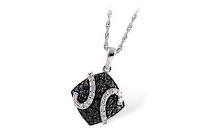 photo of 14 karat white gold black and white diamond pendant (.85 carat total diamond weight) on an 18'' chain item 001-130-00796