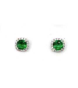 photo of Sterling silver simulated May and CZ  halo earrings item 001-215-00883