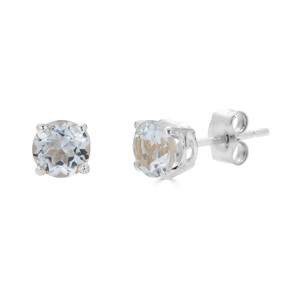 photo of Sterling silver 4mm round white topaz stud earrings item 001-215-00892