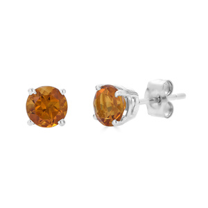 photo of Sterling silver November birthstone 4mm round citrine stud earrings item 001-215-01006