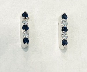 photo of 14 kart white gold sapphire and diamond stick earrings item 001-215-01021