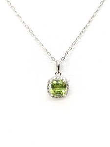 photo of Sterling silver with lab created August and cz halo pendant with 18'' chain item 001-230-01060