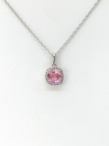 photo of Sterling Silver lab created October halo pendant with 18'' chain item 001-230-01061