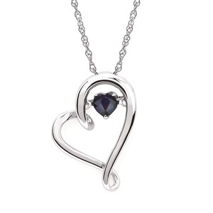 photo of 18'' Sterling silver chain with shimmering sapphire heart pendant item 001-230-01084