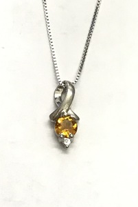 photo of 18'' sterling silver chain with a citrine and created white sapphire accented pendant item 001-230-01176