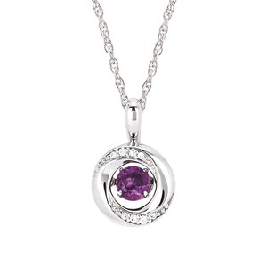 photo of Sterling Silver amethyst shimmering pendant with diamond accents on an 18'' chain item 001-230-01209