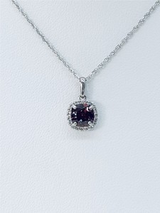 photo of Sterling Silver lab created June halo pendant with 18 inch chain item 001-230-01243
