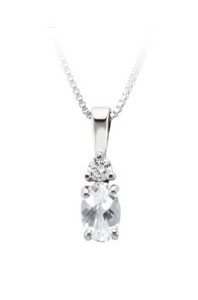 photo of 18'' sterling silver chain with synthetic April birthstone pendant item 001-230-01306
