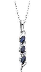 photo of 18'' chain with 10 karat white gold sapphire and diamond pendant item 001-230-01349
