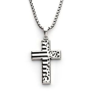 photo of 20'' with 2'' extender stainless steel chain and oxidized cross pendant item 001-325-00153
