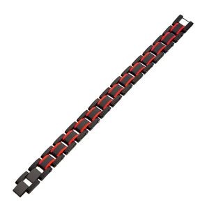 photo of Black and Red Steel Matte Carbon Fiber with Fold Over Clasp Bracelet, 7.75 