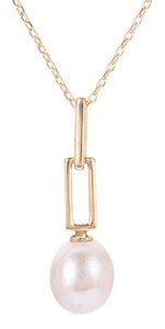 photo of 14 karat yellow gold 18'' chain with 7-8mm freshwater pearl paperclip pendant item 001-610-00893