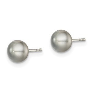 photo of Sterling silver 8mm gray freshwater pearl earrings item 001-615-00609