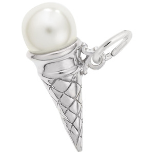 photo of Sterling silver vanilla pearl ice cream cone charm item 001-710-03131