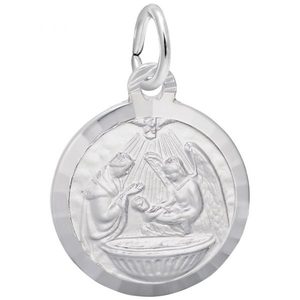 photo of Sterling silver Baptism charm, engravable item 001-710-03466