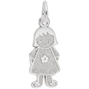 photo of Sterling silver Girl with flower dress charm item 001-710-03494