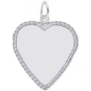 photo of Sterling sliver 1 inch x 1 inch Heart with rope edge engravable charm item 001-710-03496